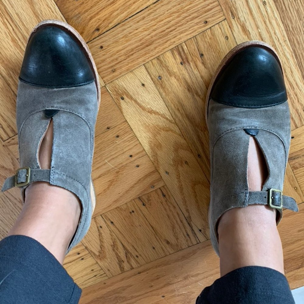 Kork-Ease Niseda Oxford in Taupe/Grey Suede Black